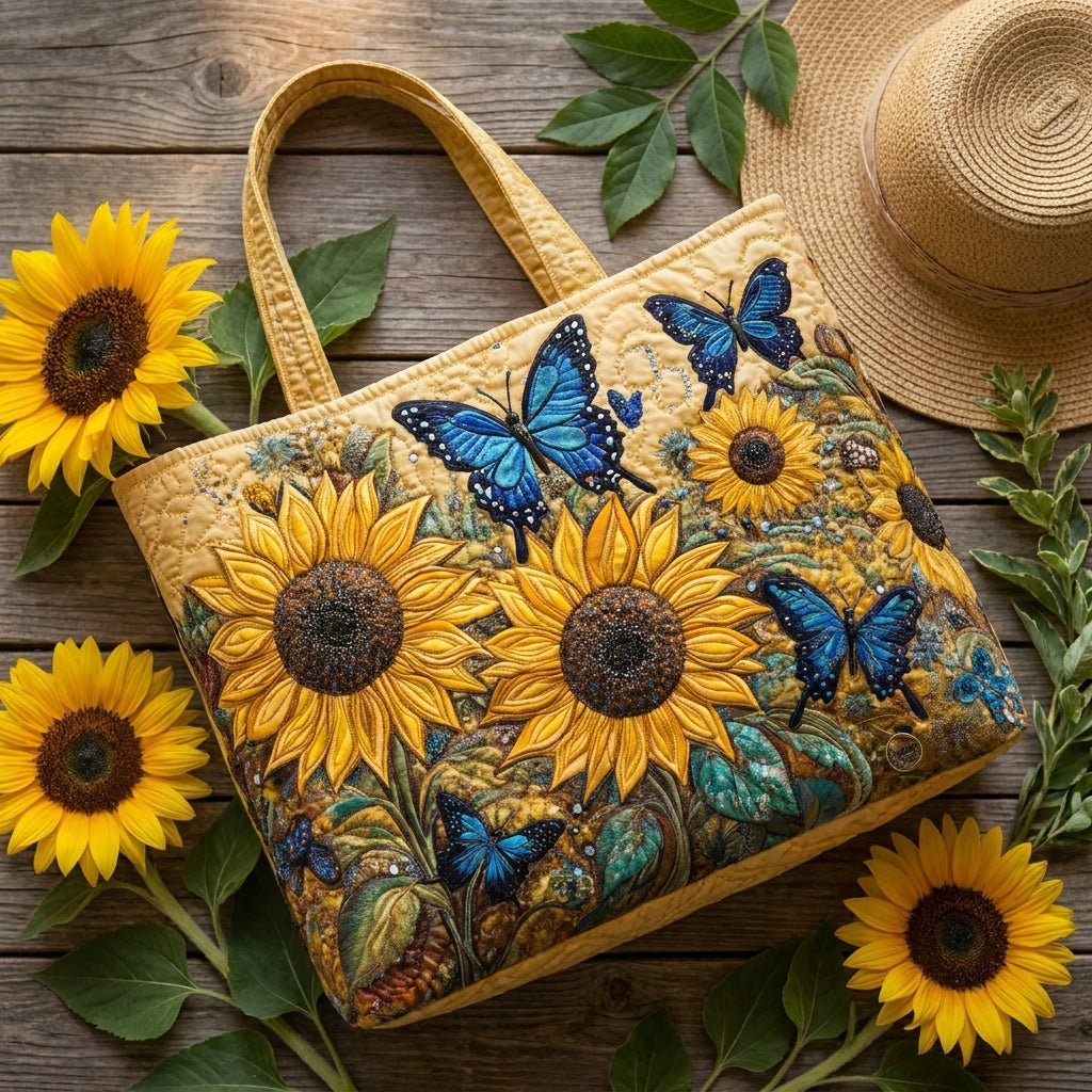 Artisan Çanta - Ayçiçekleri ve Mavi Kelebekler