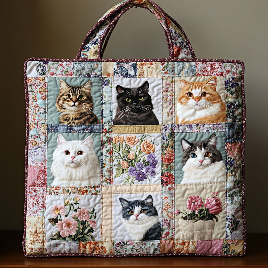Rahat Çiçekli Kedi Yastıklı Tote Çanta