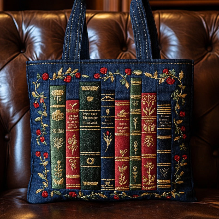 Kitap Severler Dikişli Tote Çanta