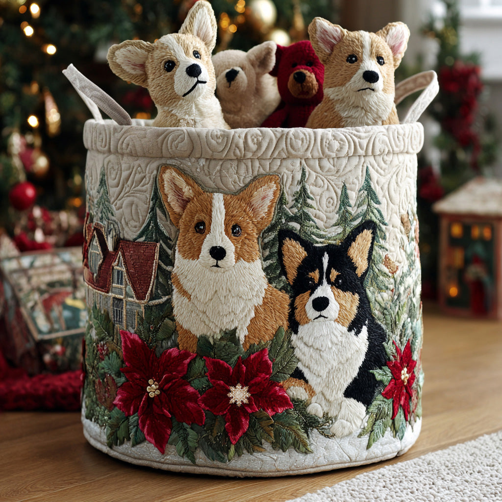 Ziemassvētku Corgi Veļas Grozs