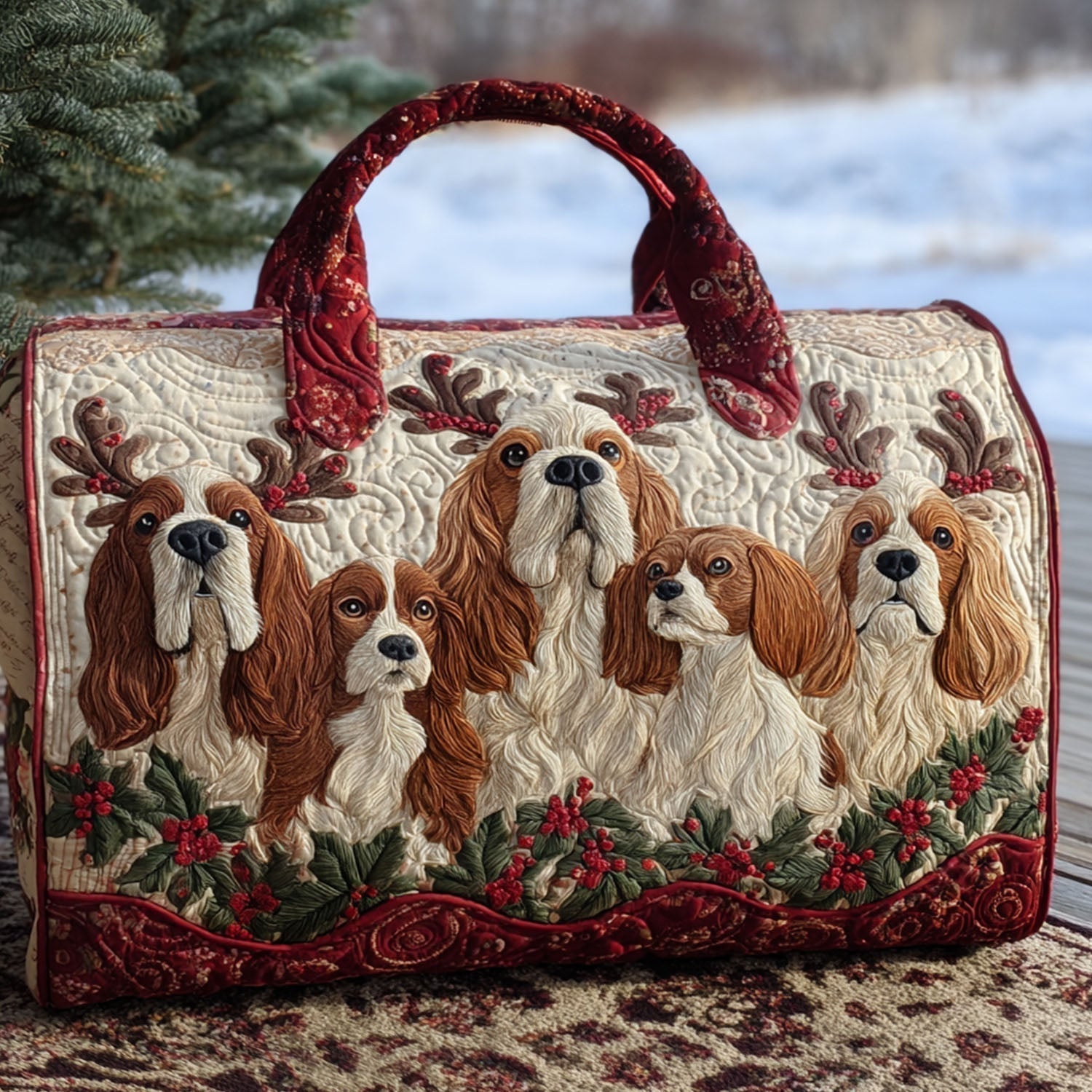 Noel Spaniel Kapitone Seyahat Çantası