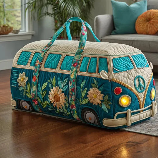 Ceļojumu soma ar izšuvumu - Hippie furgona dizains
