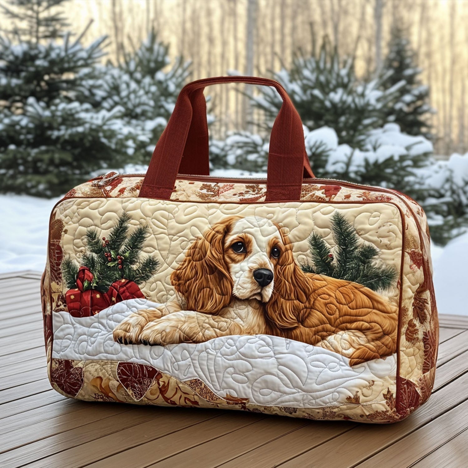 Küçük Spaniel Aşkı Yastıklı Duffle Çanta