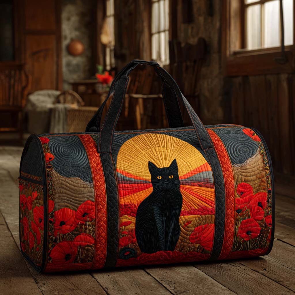 Gün Batımı Kedi Desenli Yastıklı Seyahat Çantası
