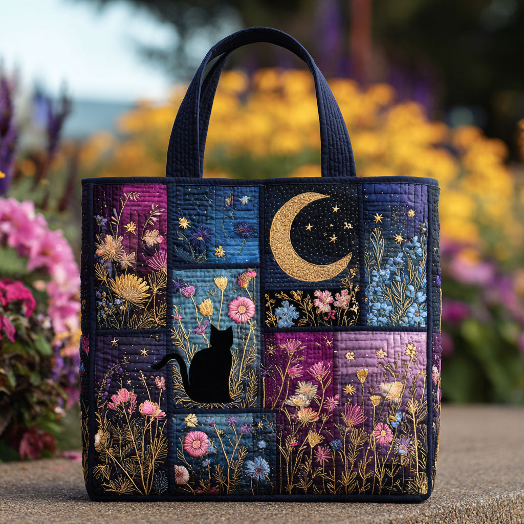 Çiçekli Kedi Gece Yastıklı Tote Çantası