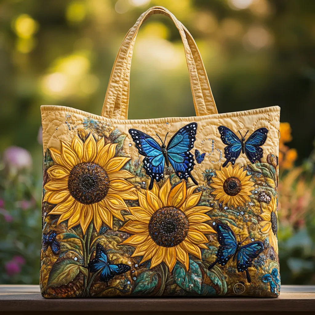 Artisan Çanta - Ayçiçekleri ve Mavi Kelebekler