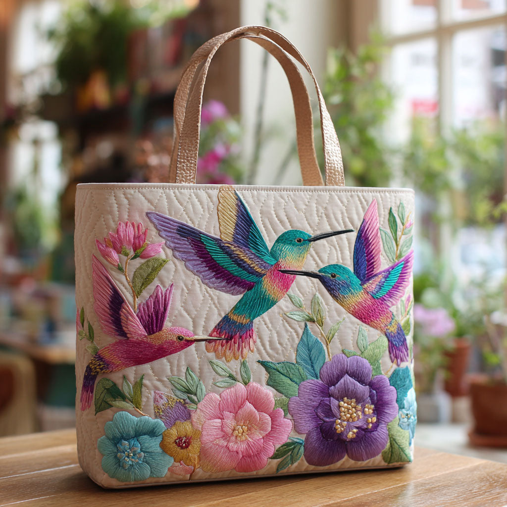 Hummingbird Çiçek Bahçesi Yastıklı Tote Çanta