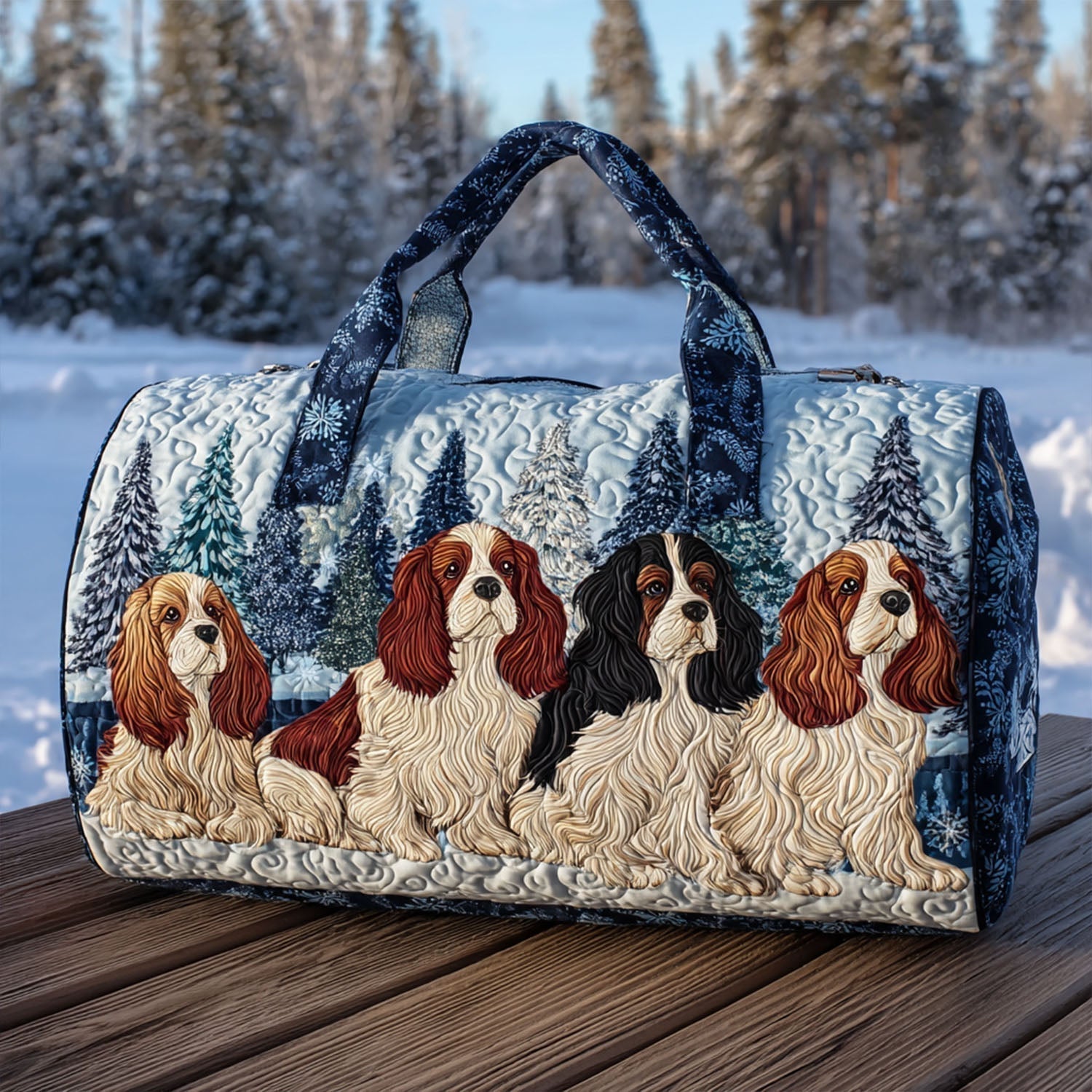 Kucaklama Spaniel Kapitone Duffle Çanta