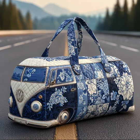 Indigo kombinēta izšūta ceļojumu soma