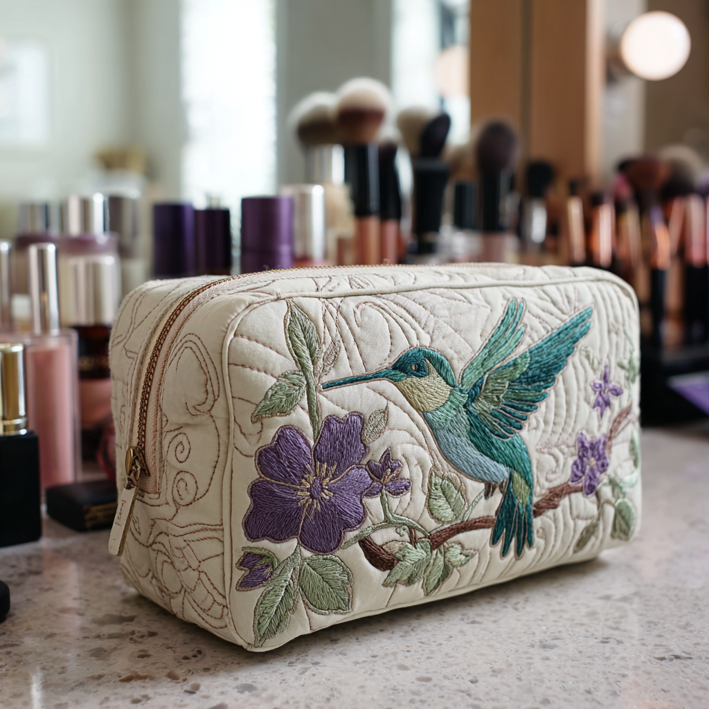 Hummingbird Bloom Yastıklı Makyaj Çantası