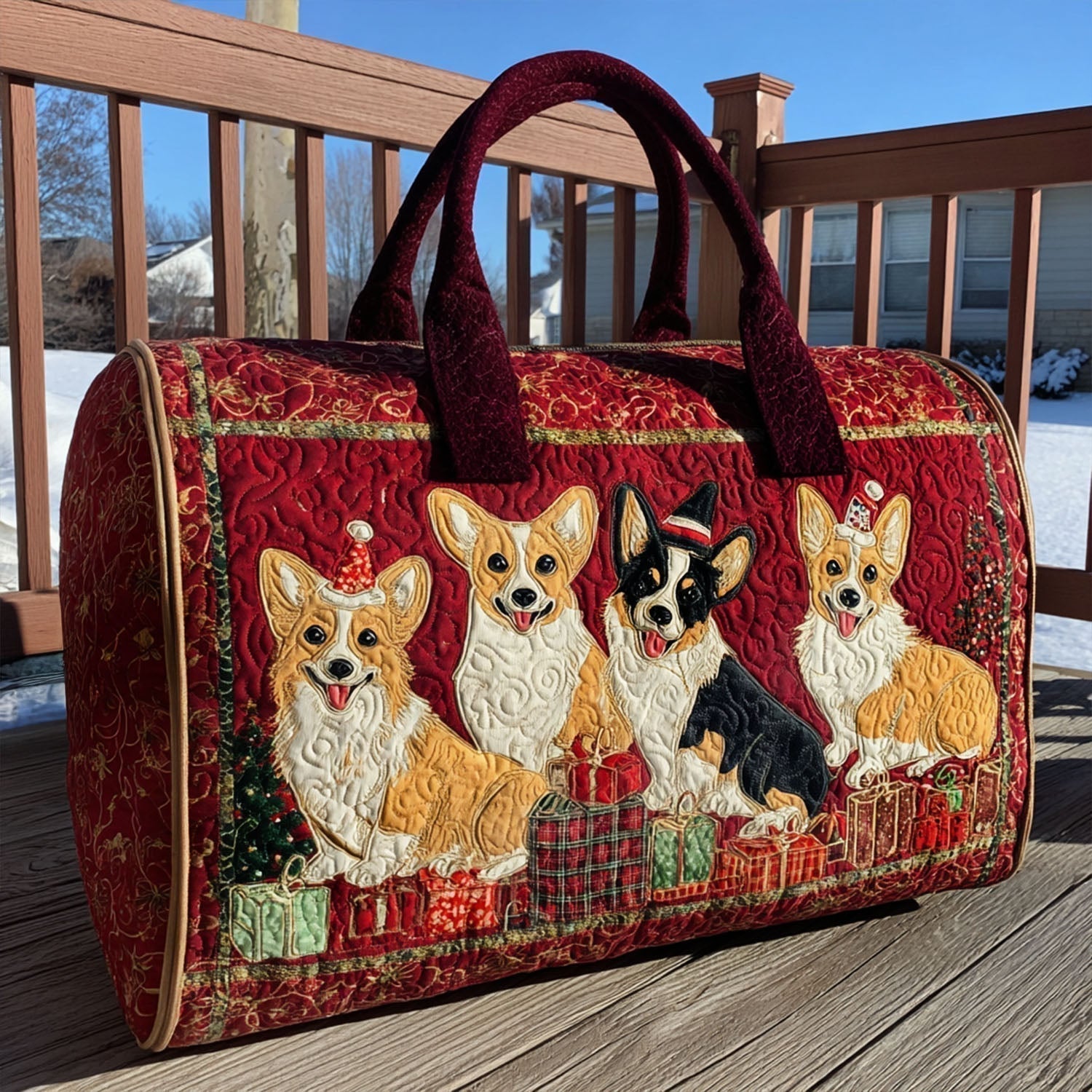 Mutlu Corgmas Dikişli Seyahat Çantası