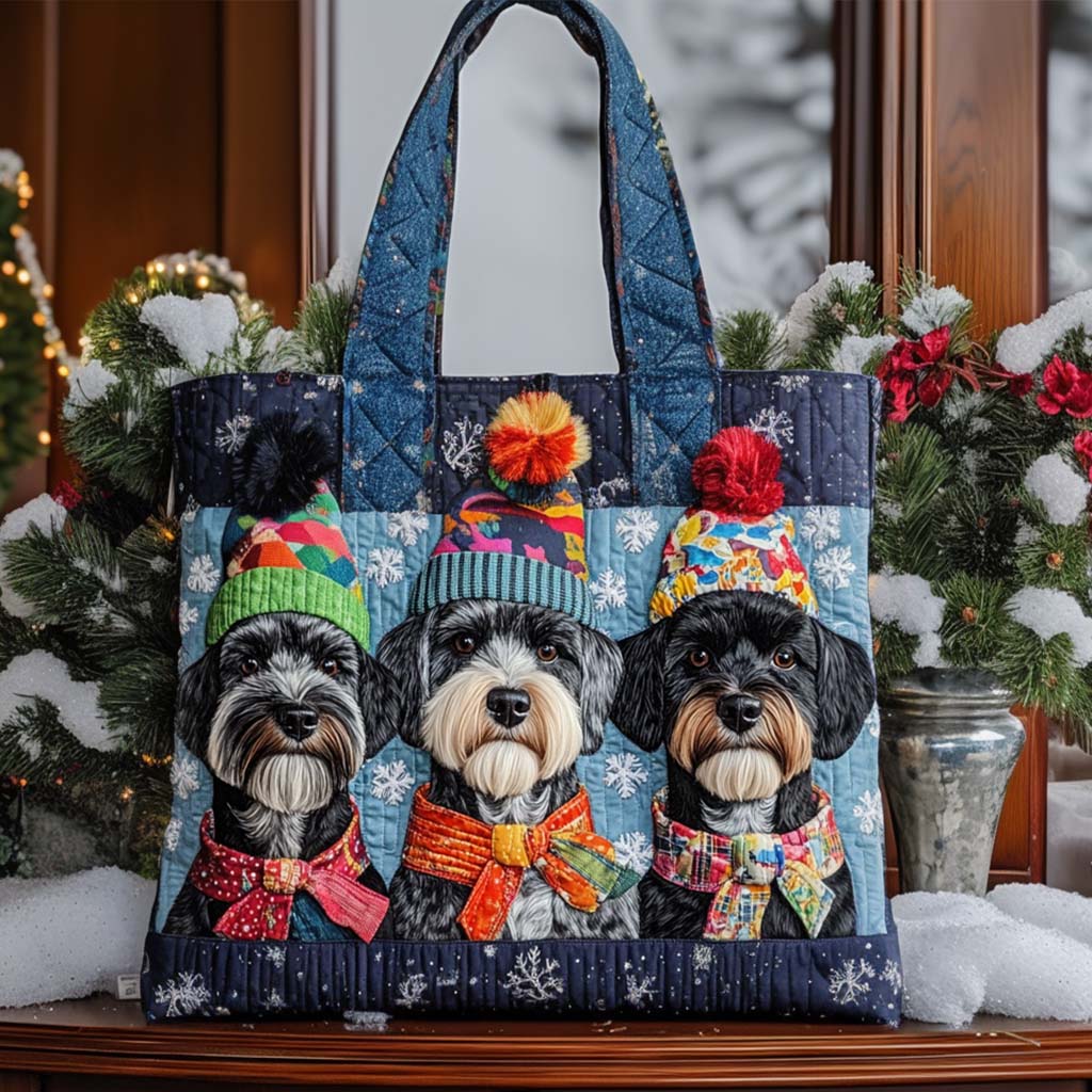 Šnaucers Sniega Dienā Quilted Soma