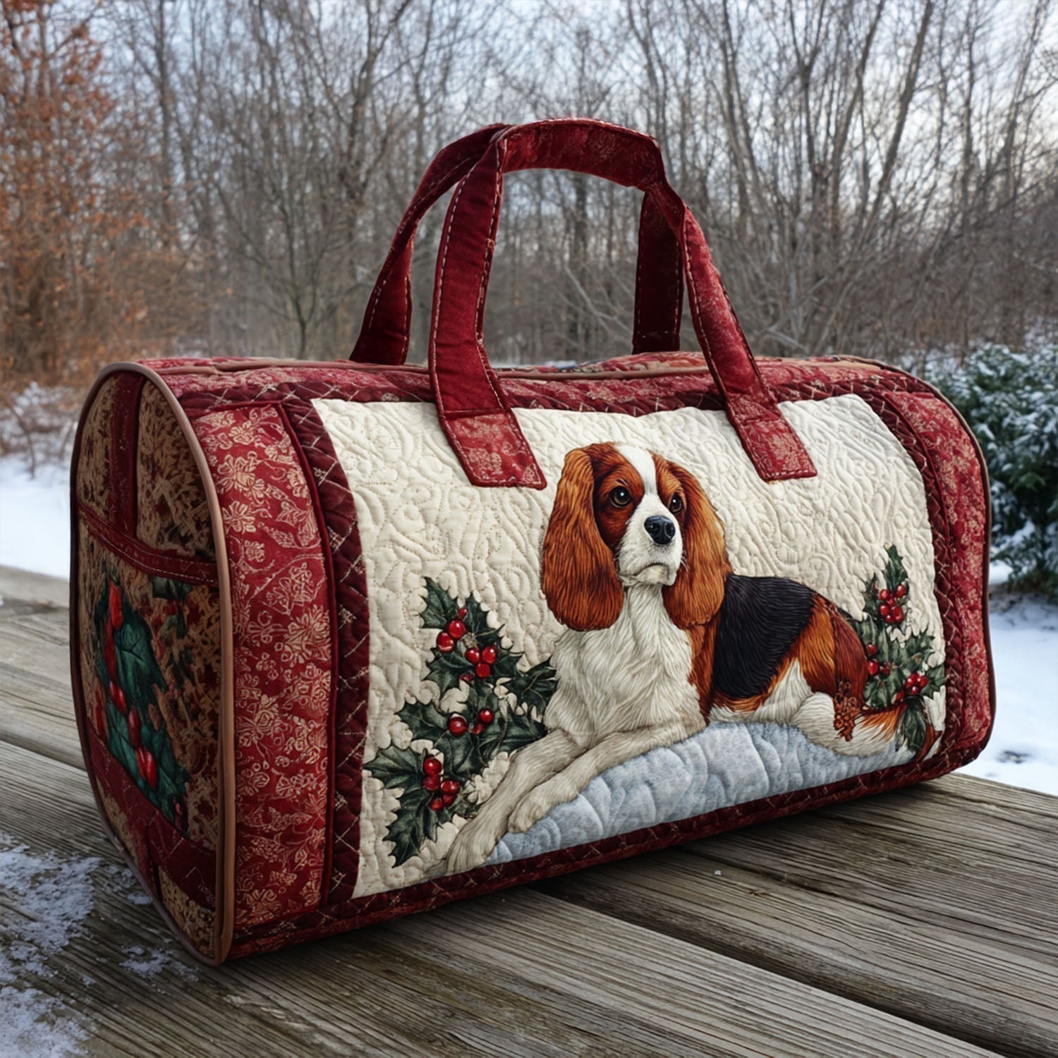 Kar Tanesi Spaniel Kapitone Duffle Çantası