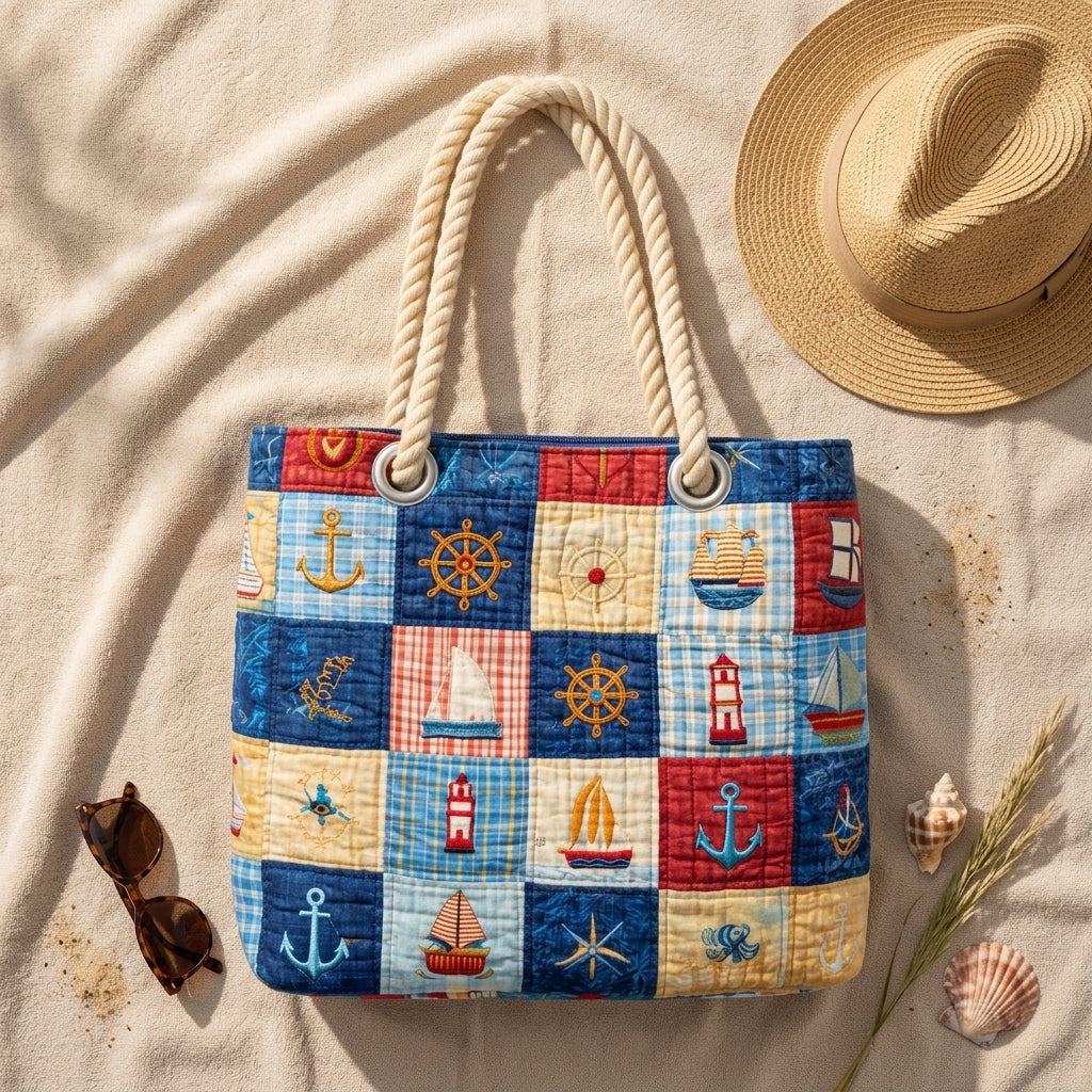 Plaj Çantası - Deniz Patchwork