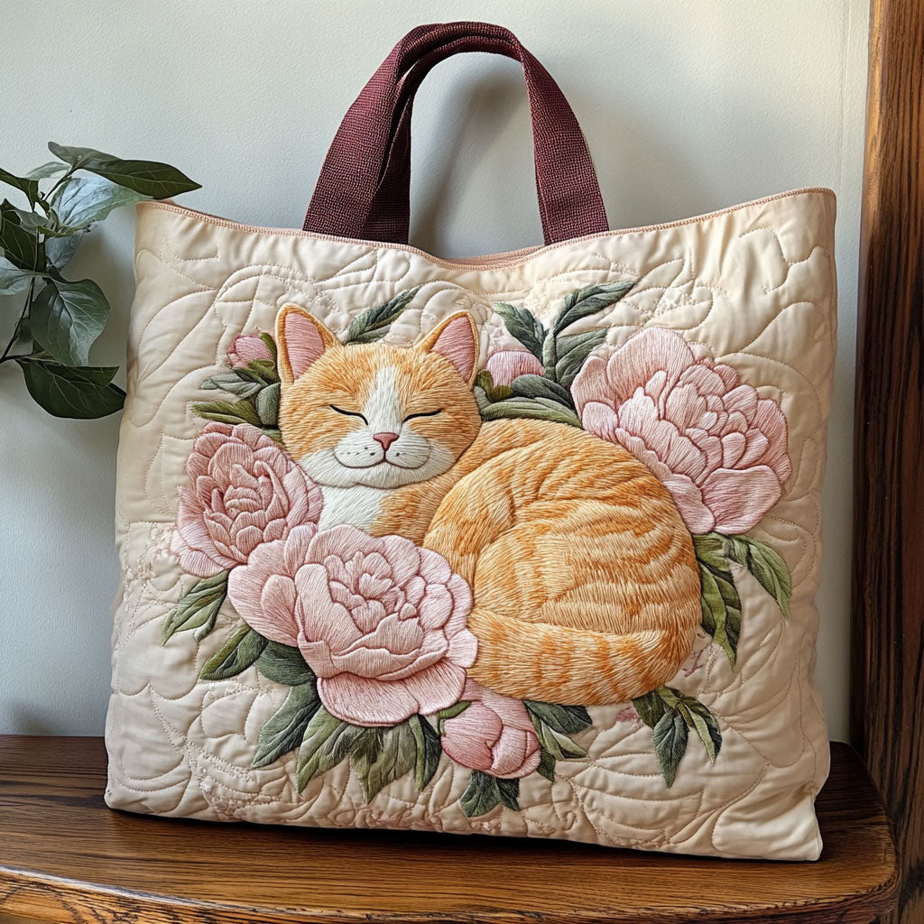 Şakayık Kedi Kapitone Tote Çantası